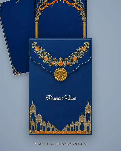 Kesari Darbar Punjabi Wedding — Living Invitation — envelope, as the guest receives it
