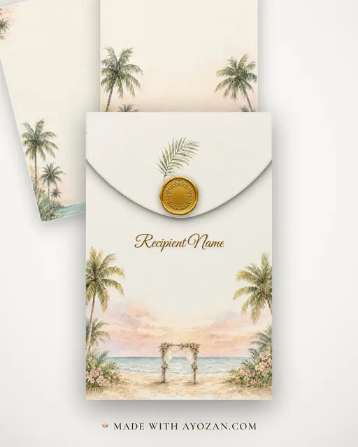 Kinara Watercolour Wedding — Living Invitation — envelope, as the guest receives it