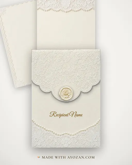 Lace Veil Wedding — Living Invitation — envelope, as the guest receives it