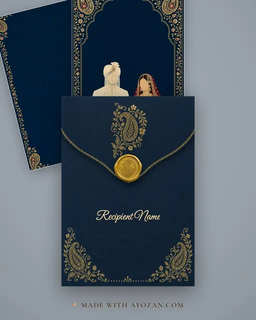 Awadhi Jodi Wedding — Living Invitation — envelope, as the guest receives it