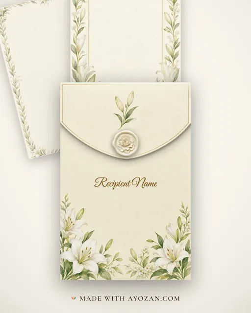 Malabar Lily Malayali Wedding — Living Invitation — envelope, as the guest receives it