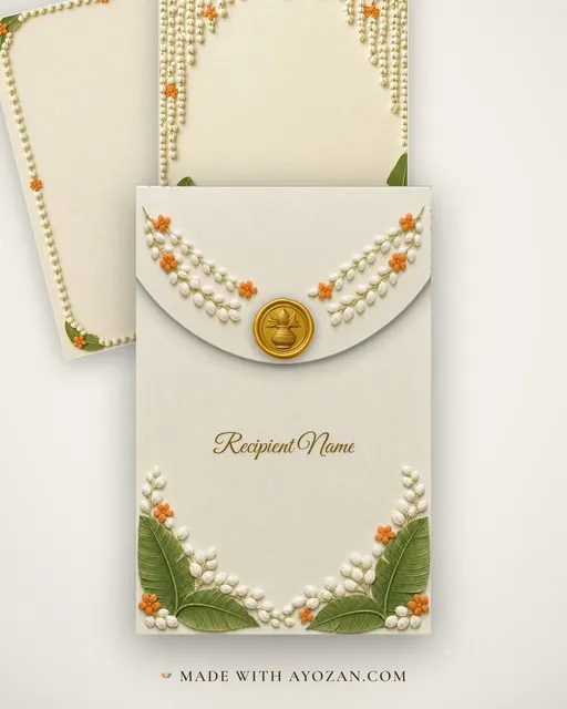 Malli Poo Tamil Wedding — Living Invitation — envelope, as the guest receives it