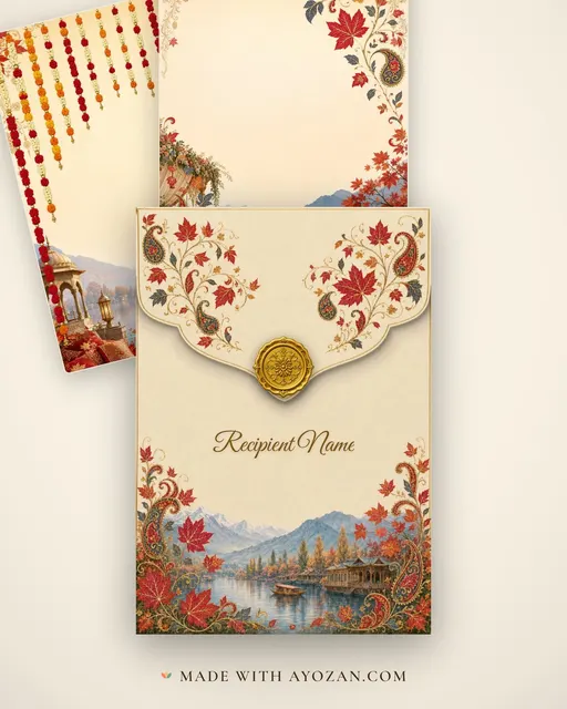 Kashmir Mehndi — Living Invitation — envelope, as the guest receives it