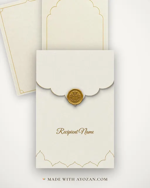 Mehrab Line Wedding — Living Invitation — envelope, as the guest receives it