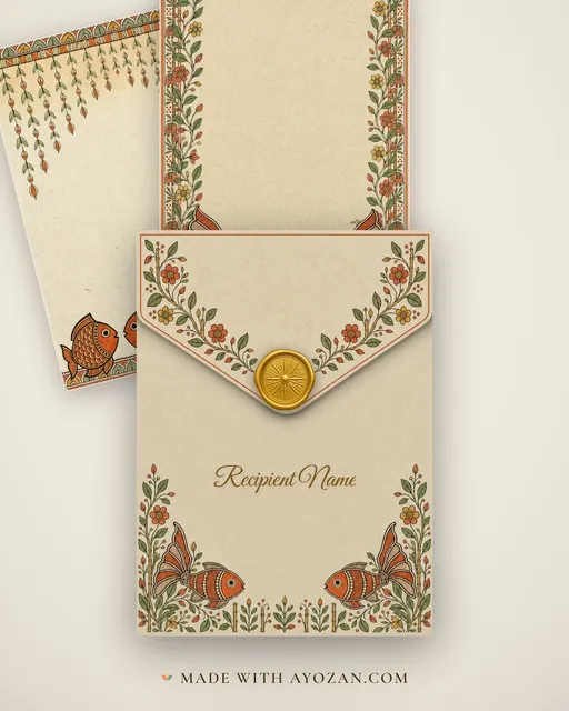 Mithila Annaprashan — Living Invitation — envelope, as the guest receives it