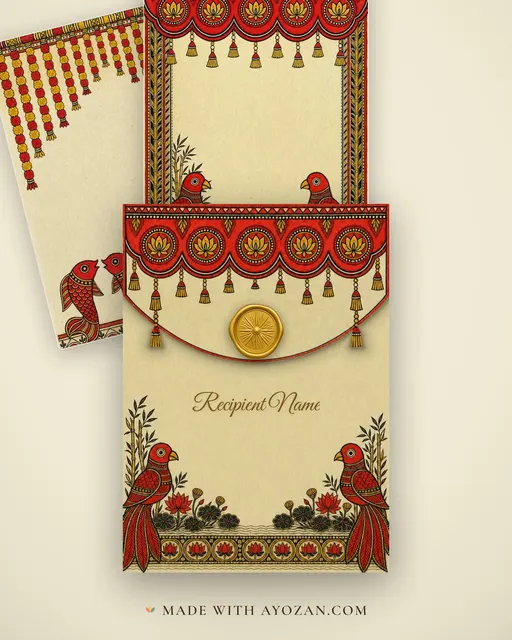 Mithila Kohbar — Living Invitation — envelope, as the guest receives it