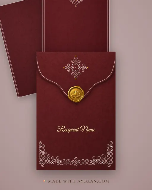 Muggu Line Telugu Wedding — Living Invitation — envelope, as the guest receives it