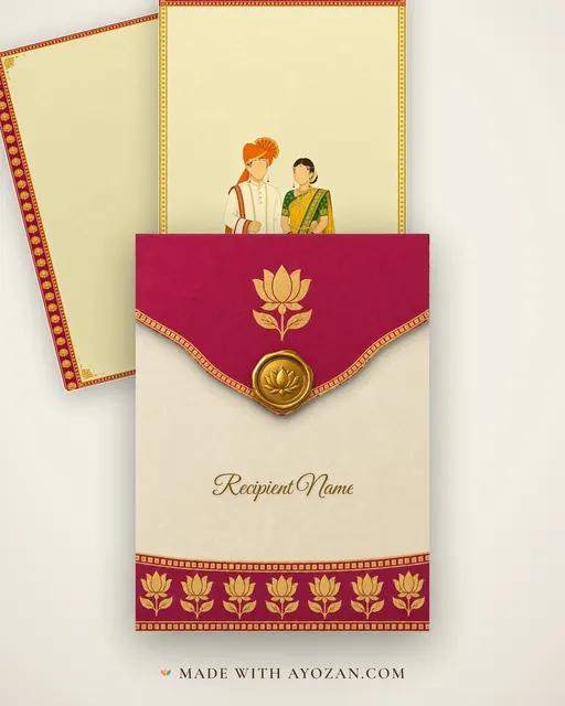 Marathi Jodi Wedding — Living Invitation — envelope, as the guest receives it