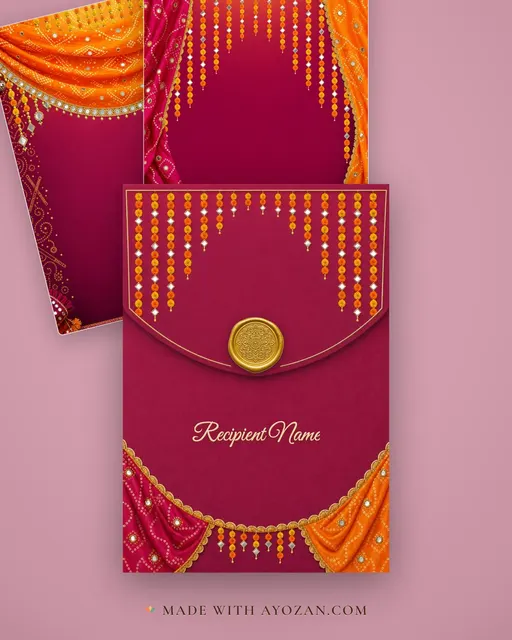 Garba Night — Living Invitation — envelope, as the guest receives it