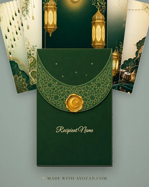 Nikah Emerald Gold — Living Invitation — envelope, as the guest receives it