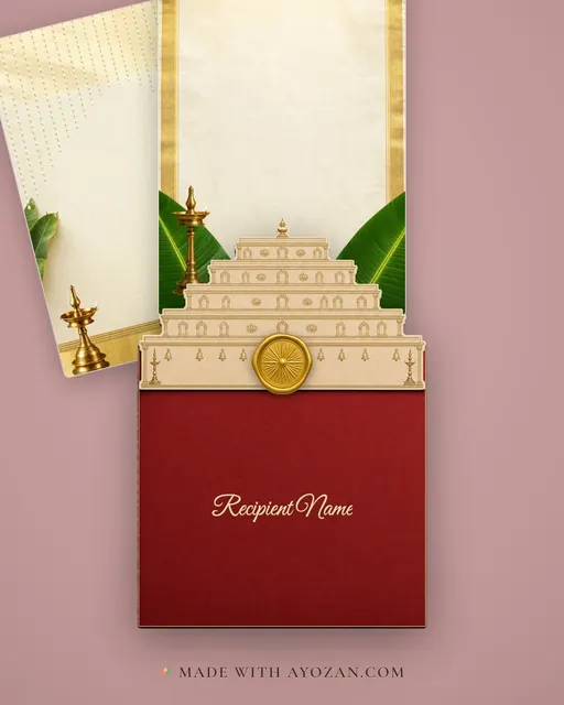 Kasavu Sadhya — Living Invitation — envelope, as the guest receives it
