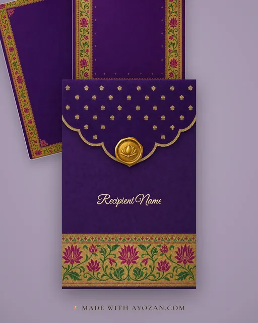 Paithani Marathi Wedding — Living Invitation — envelope, as the guest receives it