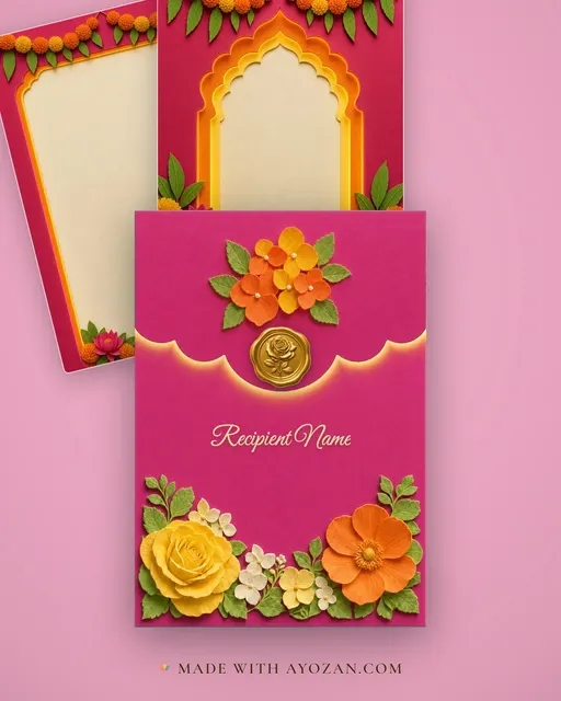 Rani Paper Garden Wedding — Living Invitation — envelope, as the guest receives it