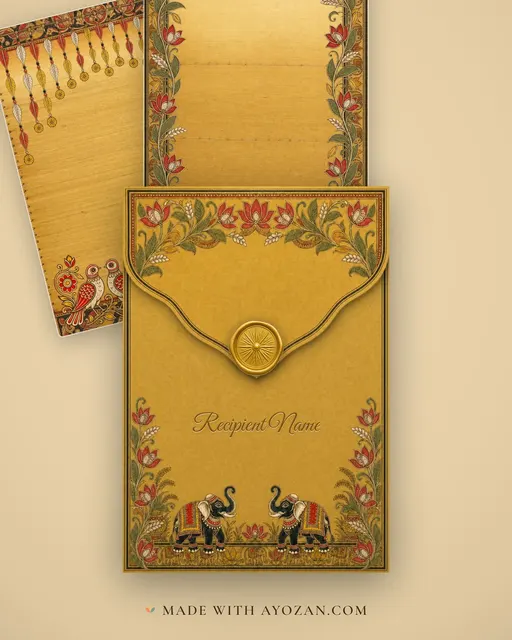 Patta Gaja — Living Invitation — envelope, as the guest receives it