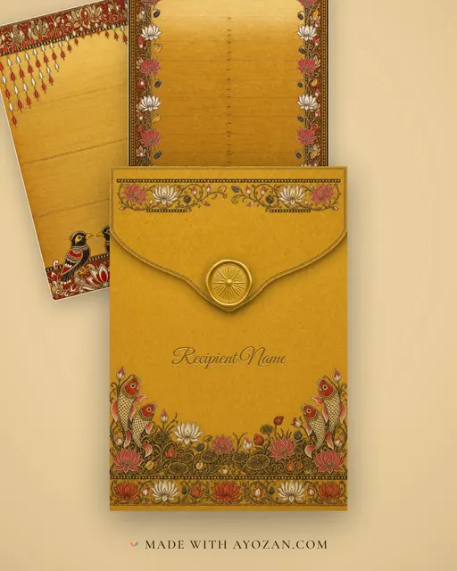Patta Kamala — Living Invitation — envelope, as the guest receives it