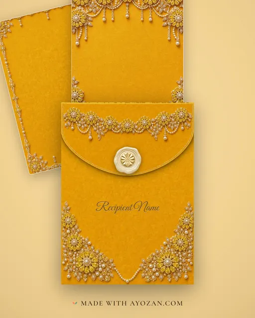 Pearl & Diamond Haldi — Living Invitation — envelope, as the guest receives it