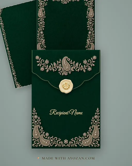 Pearl & Diamond Mehndi — Living Invitation — envelope, as the guest receives it