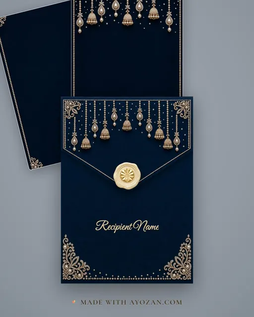 Pearl & Diamond Sangeet — Living Invitation — envelope, as the guest receives it