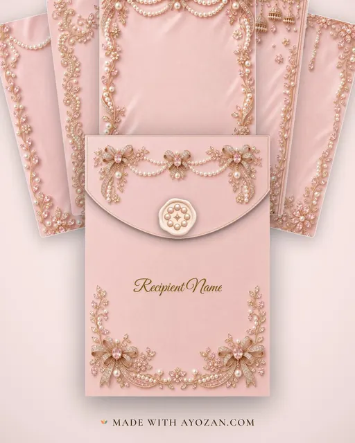Blush Rose Gold Suite — Living Invitation — envelope, as the guest receives it