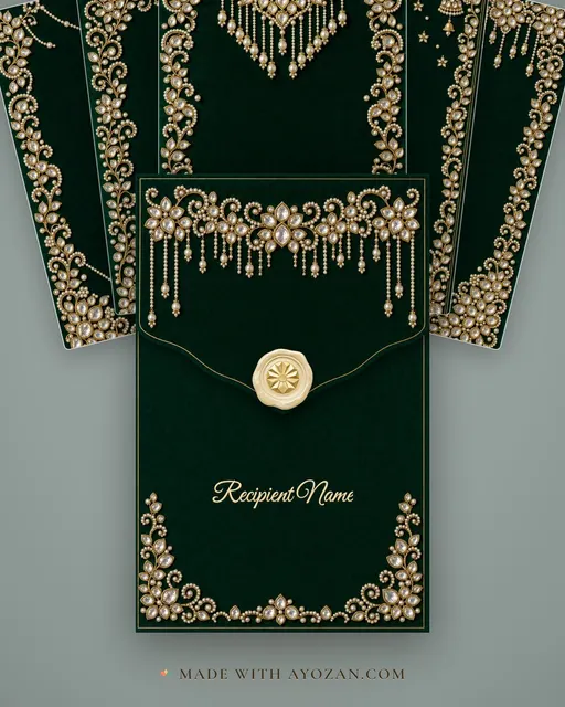 Emerald Polki Suite — Living Invitation — envelope, as the guest receives it