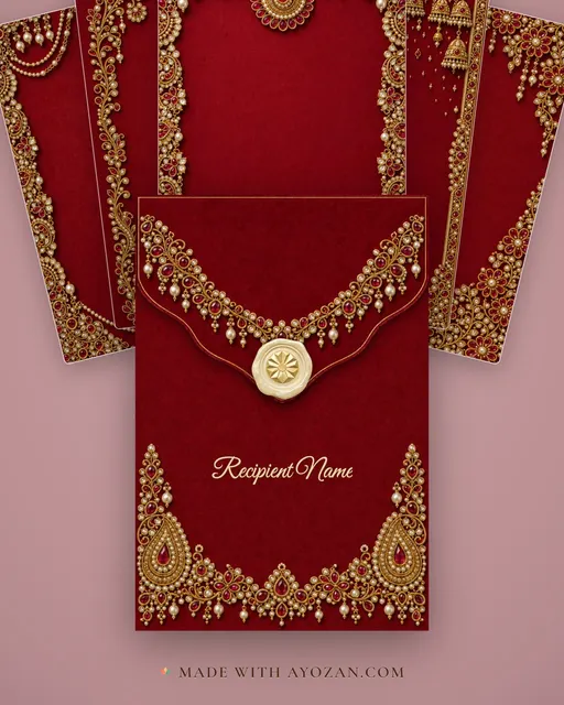 Ruby Kundan Suite — Living Invitation — envelope, as the guest receives it