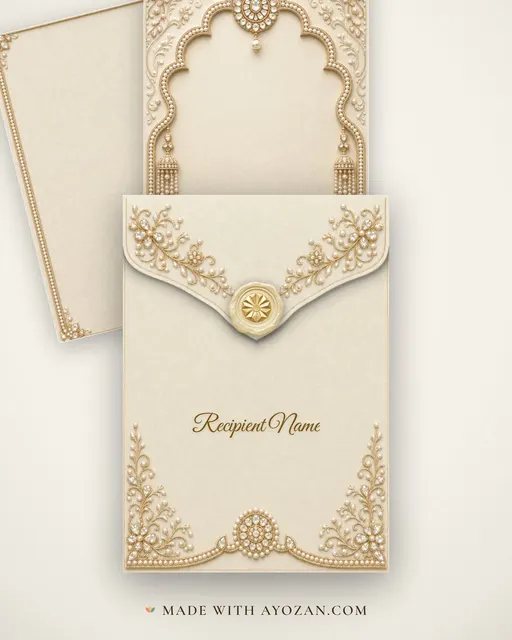 Pearl & Diamond Wedding — Living Invitation — envelope, as the guest receives it