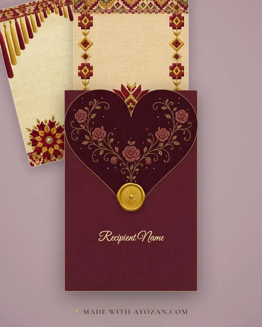 Phulkari Wine — Living Invitation — envelope, as the guest receives it