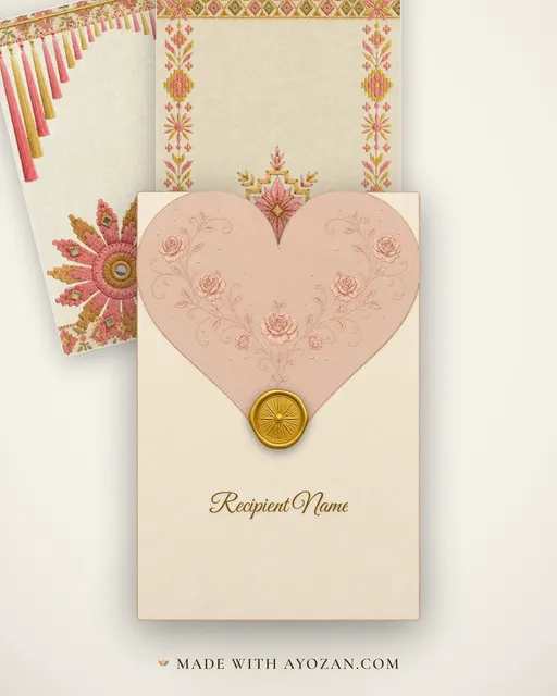 Phulkari Rose — Living Invitation — envelope, as the guest receives it