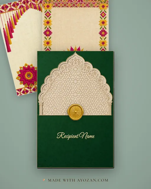 Phulkari Magenta — Living Invitation — envelope, as the guest receives it