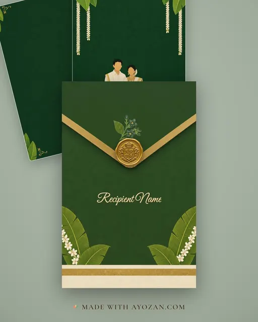 Malayali Jodi Wedding — Living Invitation — envelope, as the guest receives it