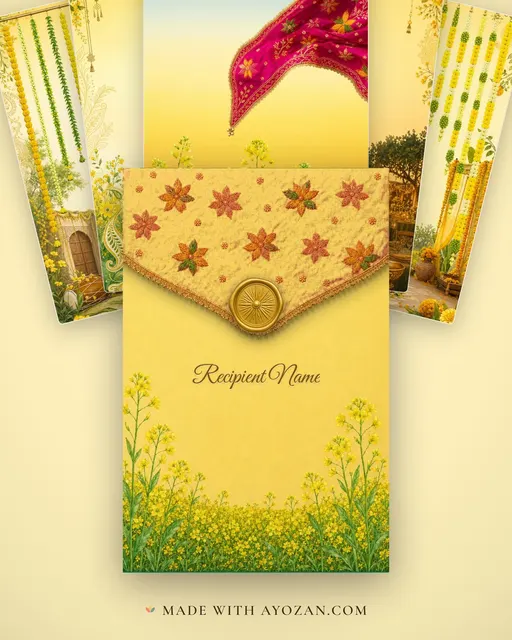 Punjab Sarson Fields — Living Invitation — envelope, as the guest receives it