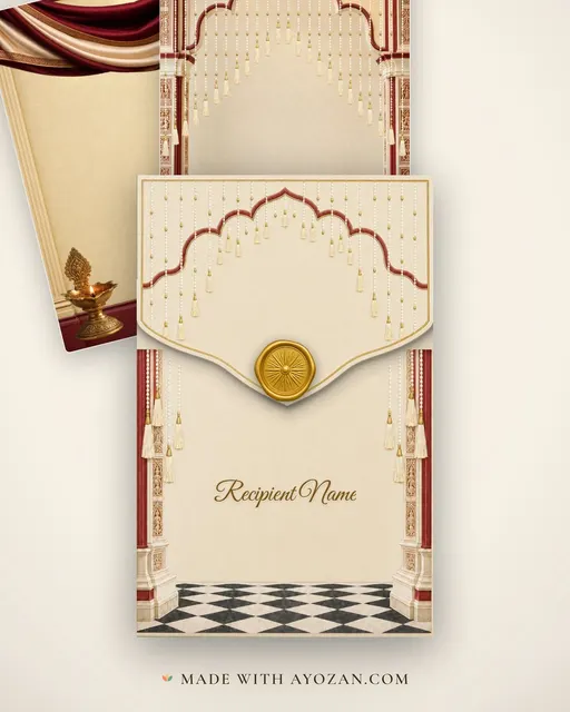 Rajbari Bou Bhat — Living Invitation — envelope, as the guest receives it