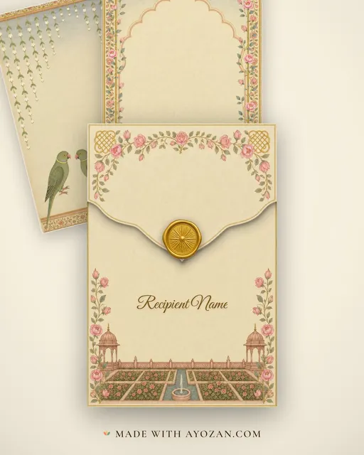 Gulab Bagh — Living Invitation — envelope, as the guest receives it