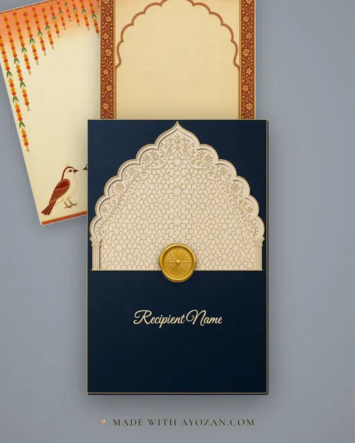 Mewar Vivaah — Living Invitation — envelope, as the guest receives it