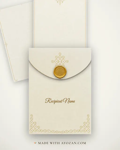 Rangoli Line Diwali Party — Living Invitation — envelope, as the guest receives it