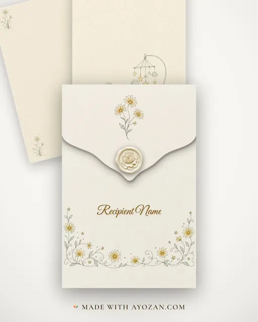 Cradle Sketch Baby Shower — Living Invitation — envelope, as the guest receives it