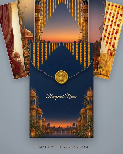 Royal Durbar Dusk — Living Invitation — envelope, as the guest receives it