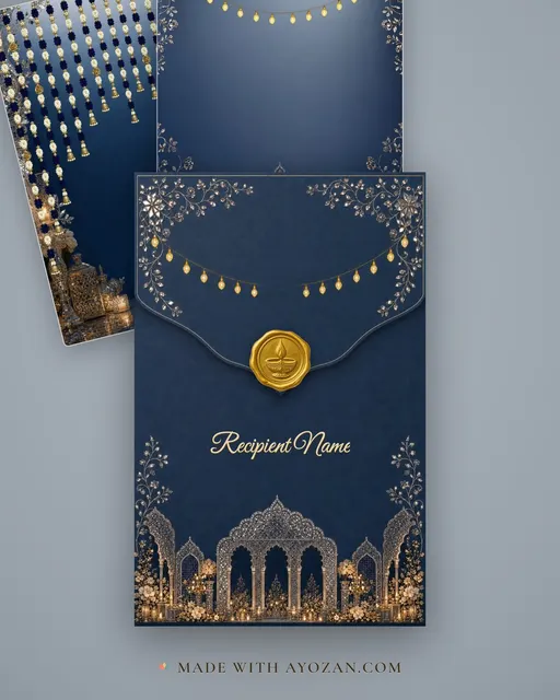 Sheesh Mahal Sangeet — Living Invitation — envelope, as the guest receives it