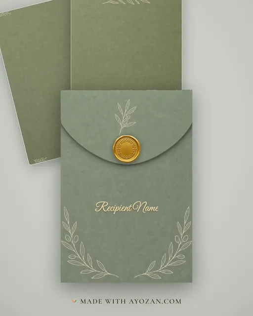 Sage Sprig Wedding — Living Invitation — envelope, as the guest receives it