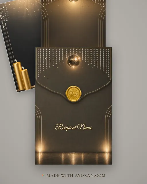 Mirrorball Save the Date — Living Invitation — envelope, as the guest receives it