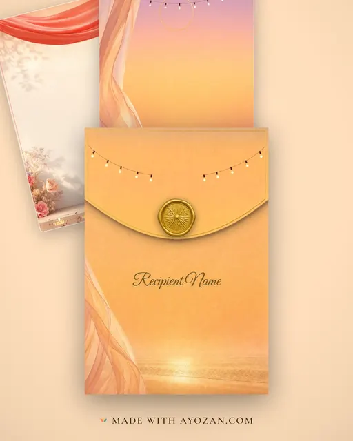 Sunset Save the Date — Living Invitation — envelope, as the guest receives it