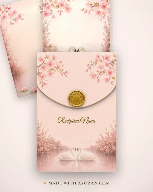 Blush Swan Lake — Living Invitation — envelope, as the guest receives it