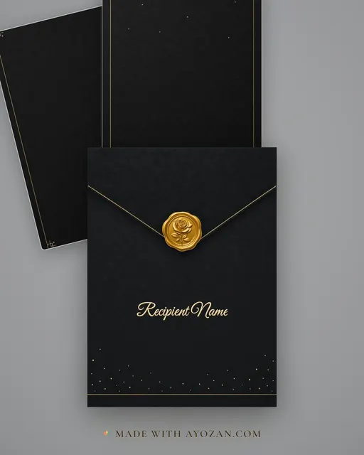 Syahi Noir Wedding — Living Invitation — envelope, as the guest receives it
