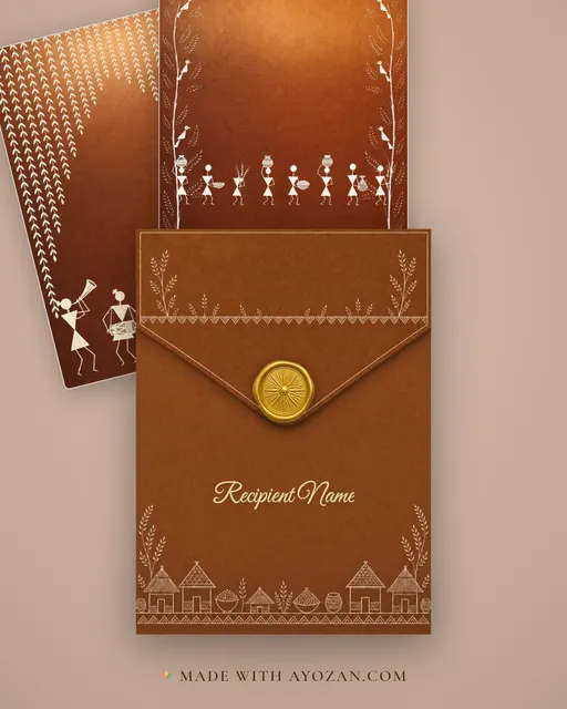 Warli Griha Pravesh — Living Invitation — envelope, as the guest receives it