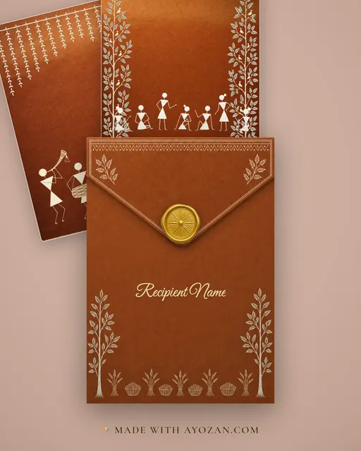 Warli Retirement — Living Invitation — envelope, as the guest receives it