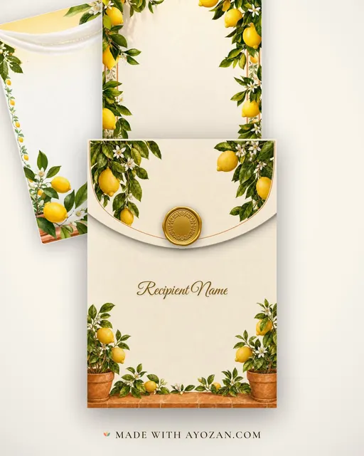 Amalfi Citrus — Living Invitation — envelope, as the guest receives it