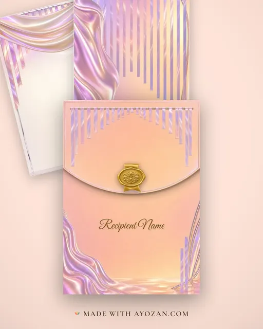 Aurora Holographic — Living Invitation — envelope, as the guest receives it