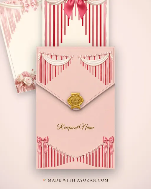 Coquette Bows — Living Invitation — envelope, as the guest receives it