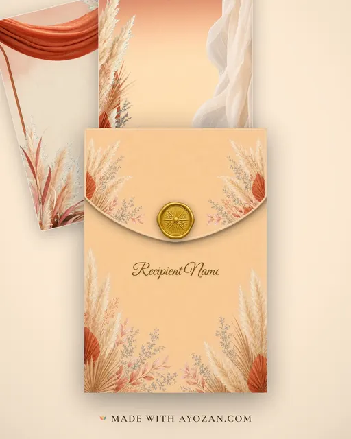 Desert Modern — Living Invitation — envelope, as the guest receives it