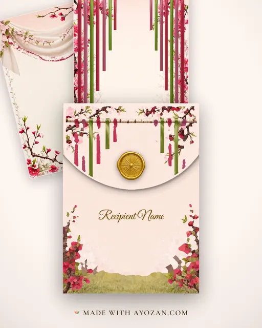 Blossom Orchard — Living Invitation — envelope, as the guest receives it